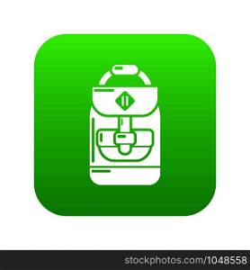 Backpack schoolboy icon green vector isolated on white background. Backpack schoolboy icon green vector