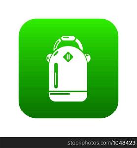 Backpack schoolgirl icon green vector isolated on white background. Backpack schoolgirl icon green vector