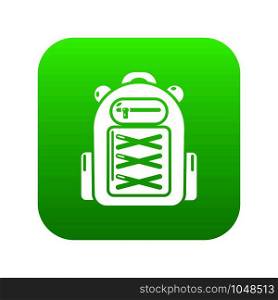 Backpack student icon green vector isolated on white background. Backpack student icon green vector