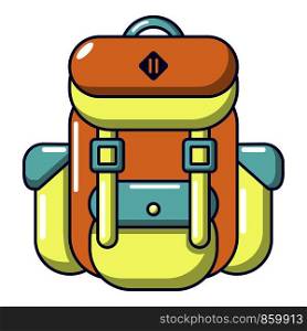 Backpack tourism icon. Cartoon illustration of backpack tourism vector icon for web. Backpack tourism icon, cartoon style