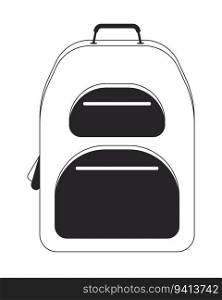 Backpack travel flat monochrome isolated vector object. Tourism and backpacking. Schoolbag. Editable black and white line art drawing. Simple outline spot illustration for web graphic design. Backpack travel flat monochrome isolated vector object