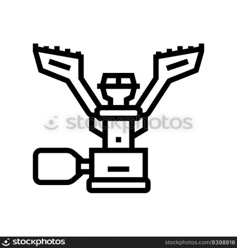 backpacking stove mountaineering adventure line icon vector. backpacking stove mountaineering adventure sign. isolated contour symbol black illustration. backpacking stove mountaineering adventure line icon vector illustration