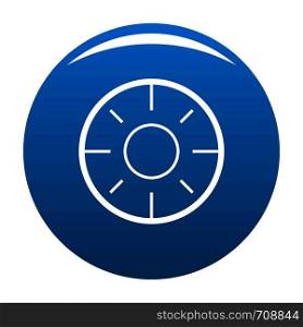 Backsight icon vector blue circle isolated on white background . Backsight icon blue vector