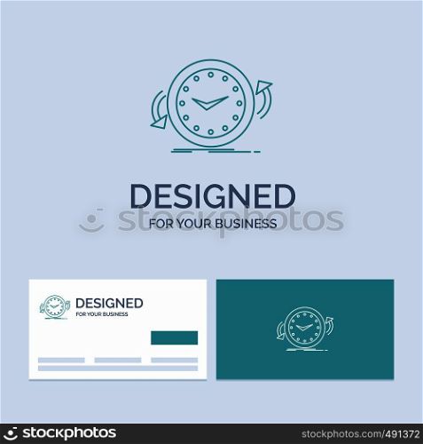 Backup, clock, clockwise, counter, time Business Logo Line Icon Symbol for your business. Turquoise Business Cards with Brand logo template. Vector EPS10 Abstract Template background