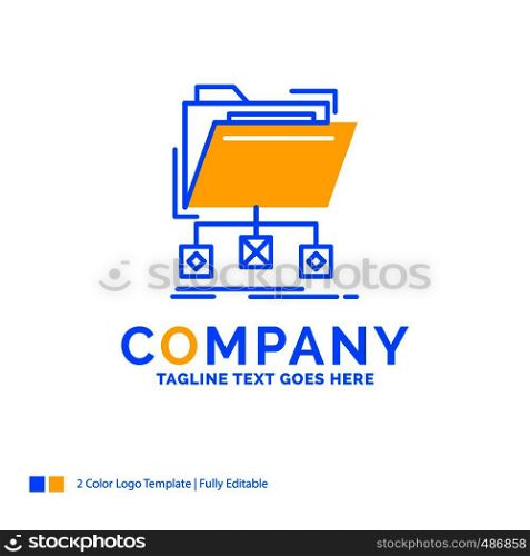 backup, data, files, folder, network Blue Yellow Business Logo template. Creative Design Template Place for Tagline.