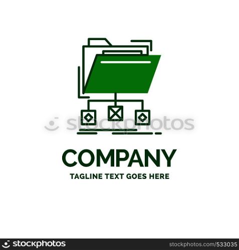 backup, data, files, folder, network Flat Business Logo template. Creative Green Brand Name Design.