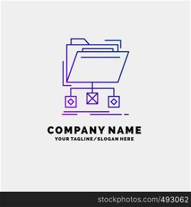backup, data, files, folder, network Purple Business Logo Template. Place for Tagline. Vector EPS10 Abstract Template background