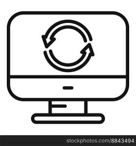 Backup pc icon outline vector. Data cloud. Computer storage. Backup pc icon outline vector. Data cloud