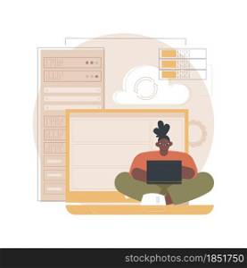 Backup server abstract concept vector illustration. Online data backup software, secondary system remote server, retrieval services to connected computers and related devices abstract metaphor.. Backup server abstract concept vector illustration.