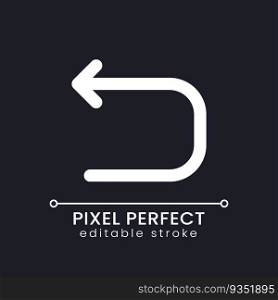 Backward arrow pixel perfect white linear ui icon for dark theme. Previous page. Control panel. Vector line pictogram. Isolated user interface symbol for night mode. Editable stroke. Poppins font used. Backward arrow pixel perfect white linear ui icon for dark theme