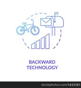 Backward technology blue concept icon. Country living disadvantage. Low quality transport. Village life condition idea thin line illustration. Vector isolated outline RGB color drawing. Backward technology blue concept icon