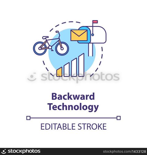 Backward technology concept icon. Country living disadvantage. Low quality transport. Village life condition idea thin line illustration. Vector isolated outline RGB color drawing. Editable stroke. Backward technology concept icon