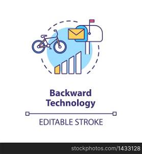 Backward technology concept icon. Country living disadvantage. Low quality transport. Village life condition idea thin line illustration. Vector isolated outline RGB color drawing. Editable stroke. Backward technology concept icon