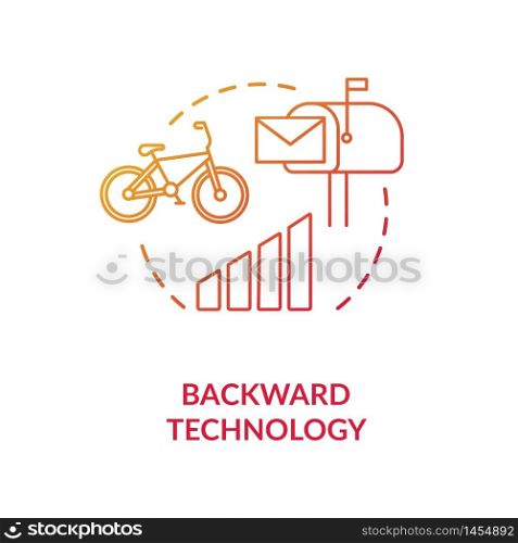 Backward technology red concept icon. Country living disadvantage. Low quality transport. Village life condition idea thin line illustration. Vector isolated outline RGB color drawing. Backward technology red concept icon