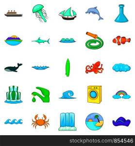 Backwash icons set. Cartoon set of 25 backwash vector icons for web isolated on white background. Backwash icons set, cartoon style