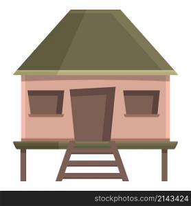 Backyard bungalow icon cartoon vector. House island. Sea villa. Backyard bungalow icon cartoon vector. House island