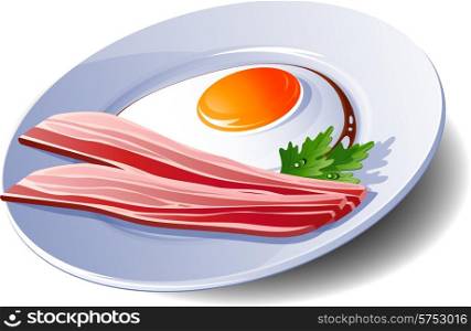 bacon and eggs on a white background