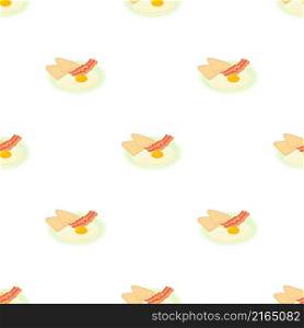 Bacon and eggs pattern seamless background texture repeat wallpaper geometric vector. Bacon and eggs pattern seamless vector