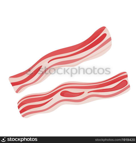 Bacon strips . Meat product design. Vector illustration in flat style. Bacon strips Meat product design.