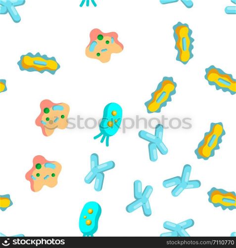 Bacteria, Bacterial Cells Vector Seamless Pattern Color Flat Illustration. Bacteria, Bacterial Cells Vector Seamless Pattern