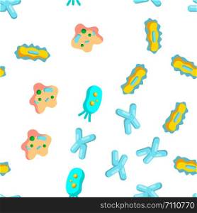 Bacteria, Bacterial Cells Vector Seamless Pattern Color Flat Illustration. Bacteria, Bacterial Cells Vector Seamless Pattern