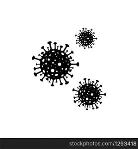 Bacteria Cell vector icon. Coronavirus bacteria, isolated on white background. Three Bacteria black icons in flat design. Vector illustration