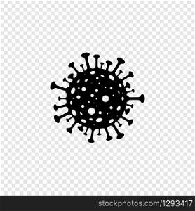 Bacteria Cell vector icon. Coronavirus bacterium, isolated on transparent background. Bacterium black icon in flat design. Vector illustration