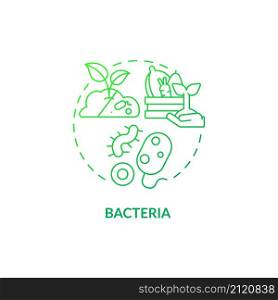 Bacteria green gradient concept icon. Agricultural microbiology abstract idea thin line illustration. Resistance to plant diseases. Isolated outline drawing. Roboto-Medium, Myriad Pro-Bold fonts used. Bacteria green gradient concept icon