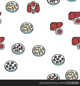 Bacteria Infection Vector Seamless Pattern Thin Line Illustration. Bacteria Infection Vector Seamless Pattern