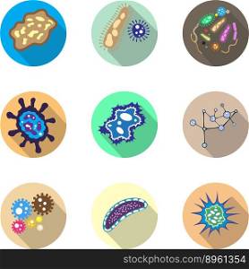 Bacteria microorganism and virus cells icons set vector image