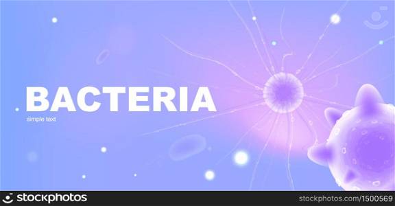 Bacteria realistic vector banner template. Bacteriology research. Infection pathogen 3d mock up design. Bacteria cell. Microbiology advertisement horizontal printable flyer, brochure with text space. Bacteria realistic vector banner template