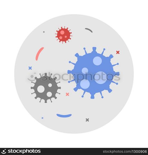 Bacteria virus under microscope. Infection illustration in flat design. Vector EPS 10
