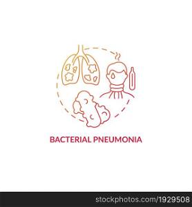 Bacterial pneumonia red gradient concept icon. Pulmonary inflammation type abstract idea thin line illustration. Organ failure. Breathing problems. Vector isolated outline color drawing. Bacterial pneumonia red gradient concept icon