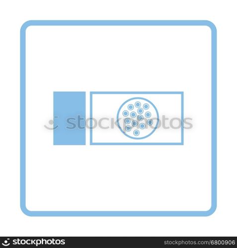 Bacterium glass icon. Blue frame design. Vector illustration.