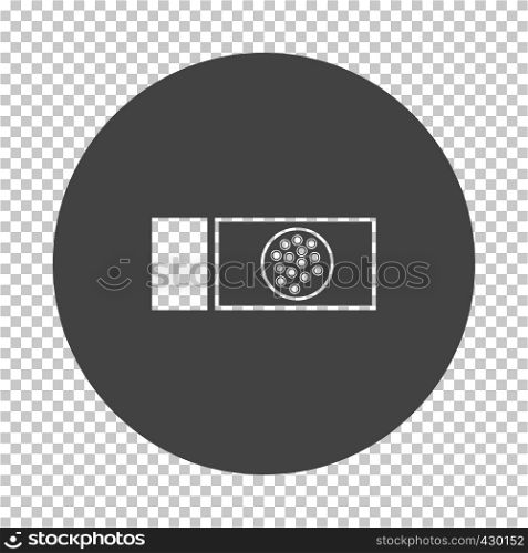 Bacterium glass icon. Subtract stencil design on tranparency grid. Vector illustration.