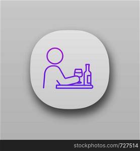 Bad habits app icon. Alcoholism. Drinking habit. Binge drinking. Depression, anxiety. Behavioral stress symptoms. UI/UX user interface. Web or mobile application. Vector isolated illustration. Bad habits app icon