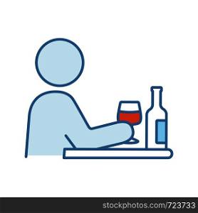 Bad habits color icon. Alcoholism. Drinking habit. Binge drinking. Depression, anxiety. Behavioral stress symptoms. Isolated vector illustration. Bad habits color icon