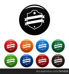 Badge business icon. Simple illustration of badge business vector icons set color isolated on white. Badge business icons set color vector