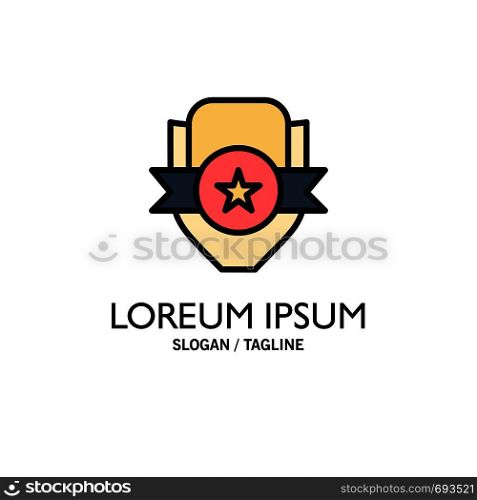 Badge, Club, Emblem, Shield, Sport Business Logo Template. Flat Color