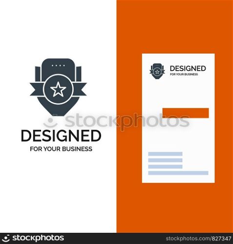 Badge, Club, Emblem, Shield, Sport Grey Logo Design and Business Card Template