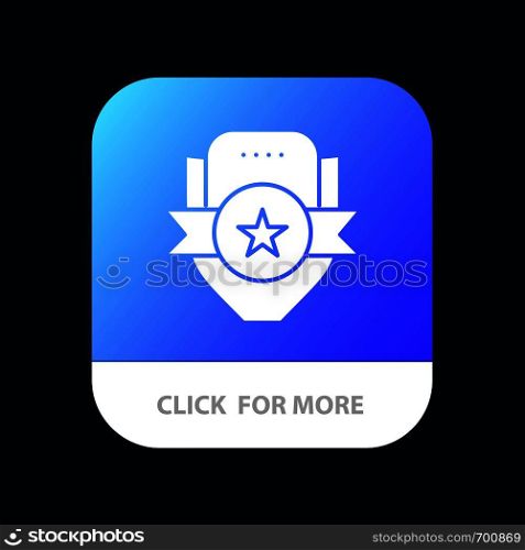 Badge, Club, Emblem, Shield, Sport Mobile App Button. Android and IOS Glyph Version