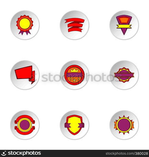 Badge icons set. Cartoon illustration of 9 badge vector icons for web. Badge icons set, cartoon style