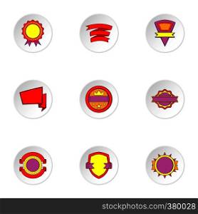 Badge icons set. Cartoon illustration of 9 badge vector icons for web. Badge icons set, cartoon style