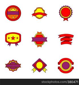 Badge icons set. Cartoon illustration of 9 badge vector icons for web. Badge icons set, cartoon style