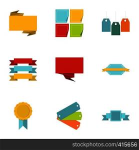 Badge icons set. Flat illustration of 9 badge vector icons for web. Badge icons set, flat style
