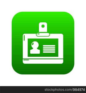 Badge office icon green vector isolated on white background. Badge office icon green vector