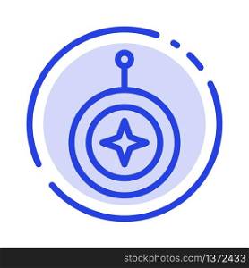 Badge, Star, Medal, Shield, Honor Blue Dotted Line Line Icon