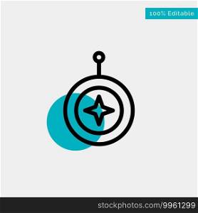 Badge, Star, Medal, Shield, Honor turquoise highlight circle point Vector icon