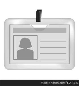 Badge with a silhouette of a woman mockup. Realistic illustration of badge with a silhouette of a woman vector mockup for web. Badge with a silhouette of a woman mockup