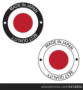 badge with Japan flag. made in Japan stamp. made in Japan label. flat style.